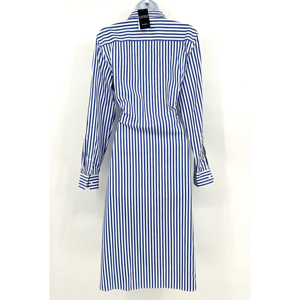 LAUREN RALPH LAUREN Kahwell Shirt Dress Size 10 Blue White Stripe Tie Waist NWT - Picture 8 of 15